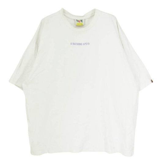 A BATHING APE アベイシングエイプ 001TEG801082X ロゴプリント レオパード エイプヘッド 半袖 Tシャツ ホワイト系 2XL【中古】