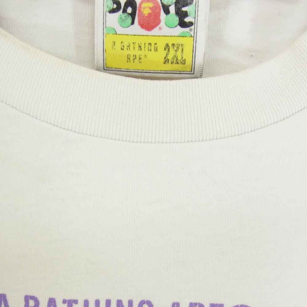 A BATHING APE アベイシングエイプ 001TEG801082X ロゴプリント レオパード エイプヘッド 半袖 Tシャツ ホワイト系 2XL【中古】