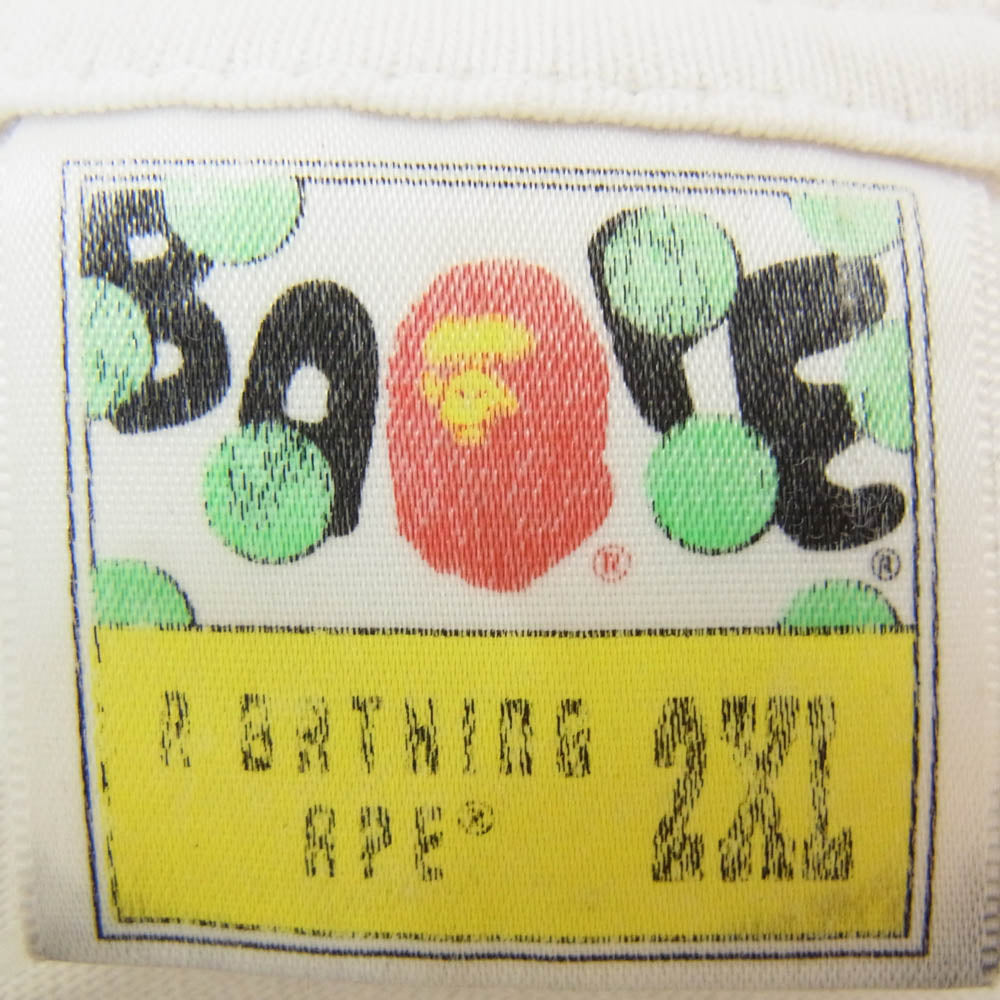 A BATHING APE アベイシングエイプ 001TEG801082X ロゴプリント レオパード エイプヘッド 半袖 Tシャツ ホワイト系 2XL【中古】