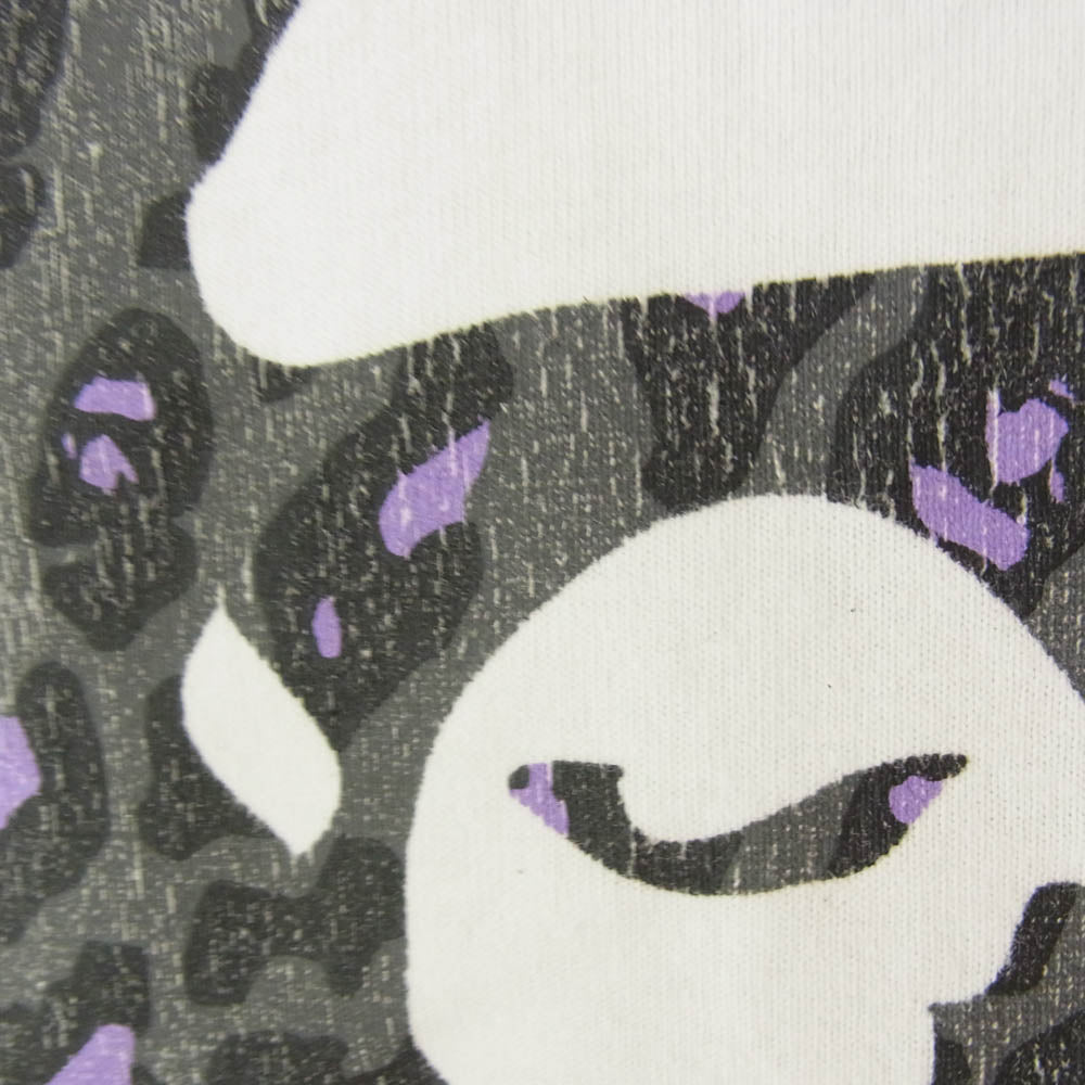 A BATHING APE アベイシングエイプ 001TEG801082X ロゴプリント レオパード エイプヘッド 半袖 Tシャツ ホワイト系 2XL【中古】