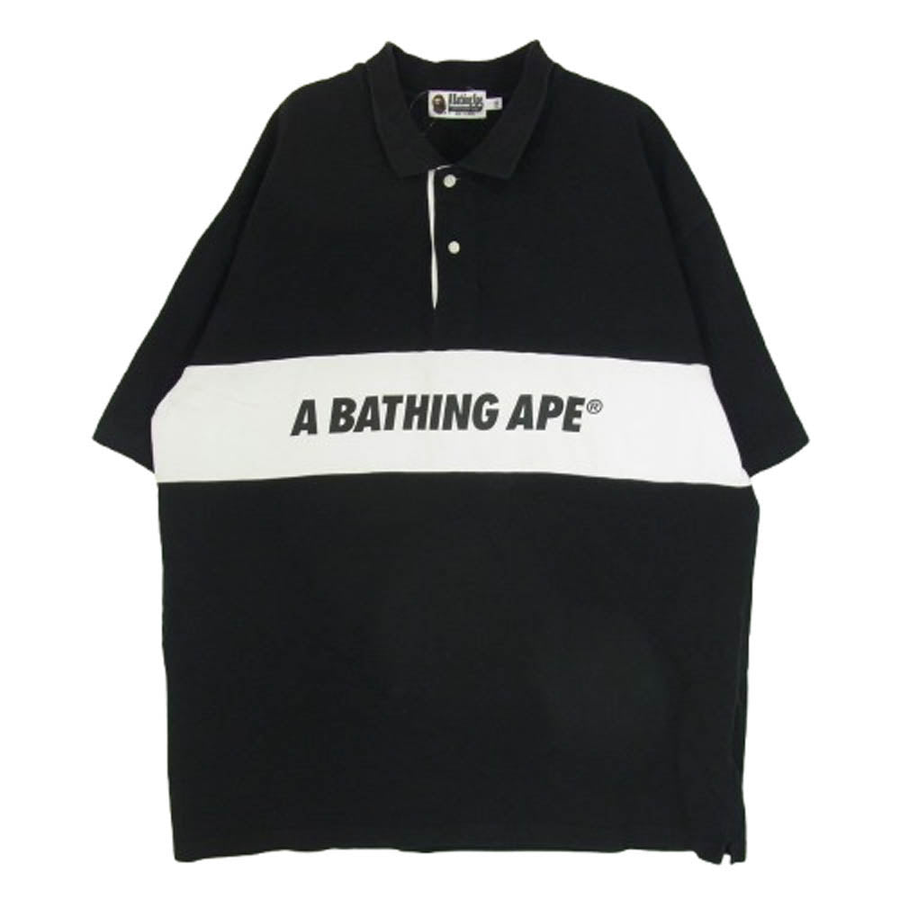 A BATHING APE アベイシングエイプ 001P0H301008X ロゴプリント 半袖 ラガー ポロ シャツ ブラック系 2XL【中古】