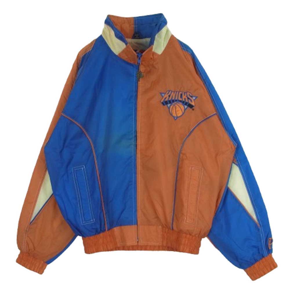 古着 90s KNICKS ナイロン ジャケット 韓国製 ブルー系 オレンジ系 M【中古】