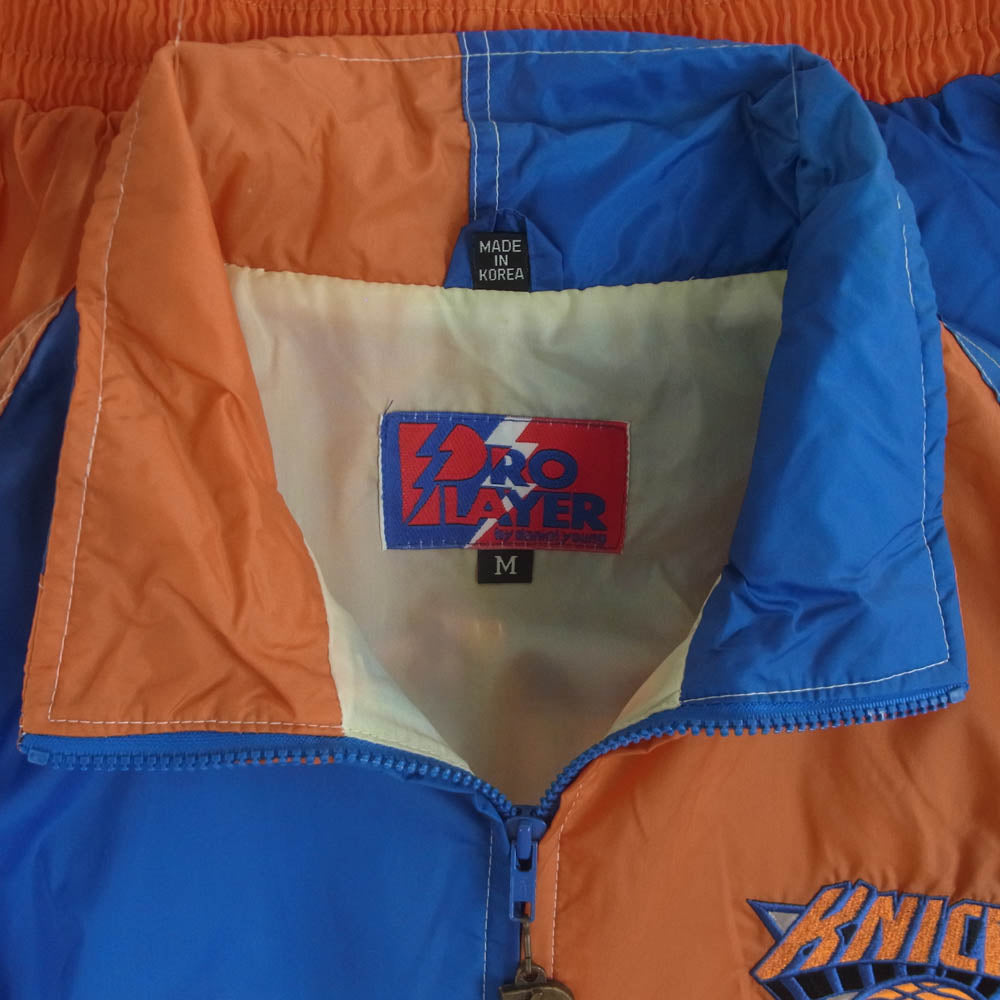 古着 90s KNICKS ナイロン ジャケット 韓国製 ブルー系 オレンジ系 M【中古】