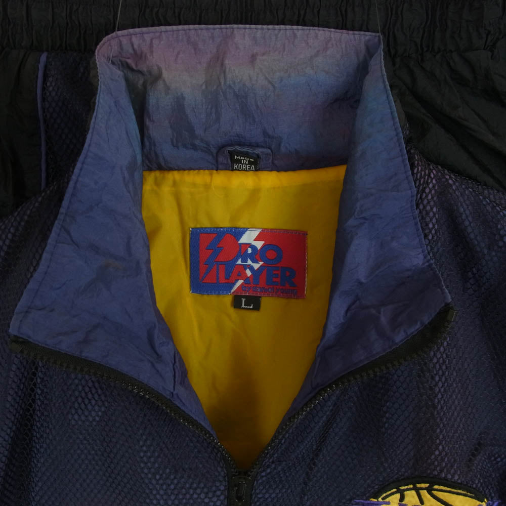 古着 90s LAKERS ナイロン ジャケット 韓国製 パープル系 イエロー系 ブラック系 L【中古】