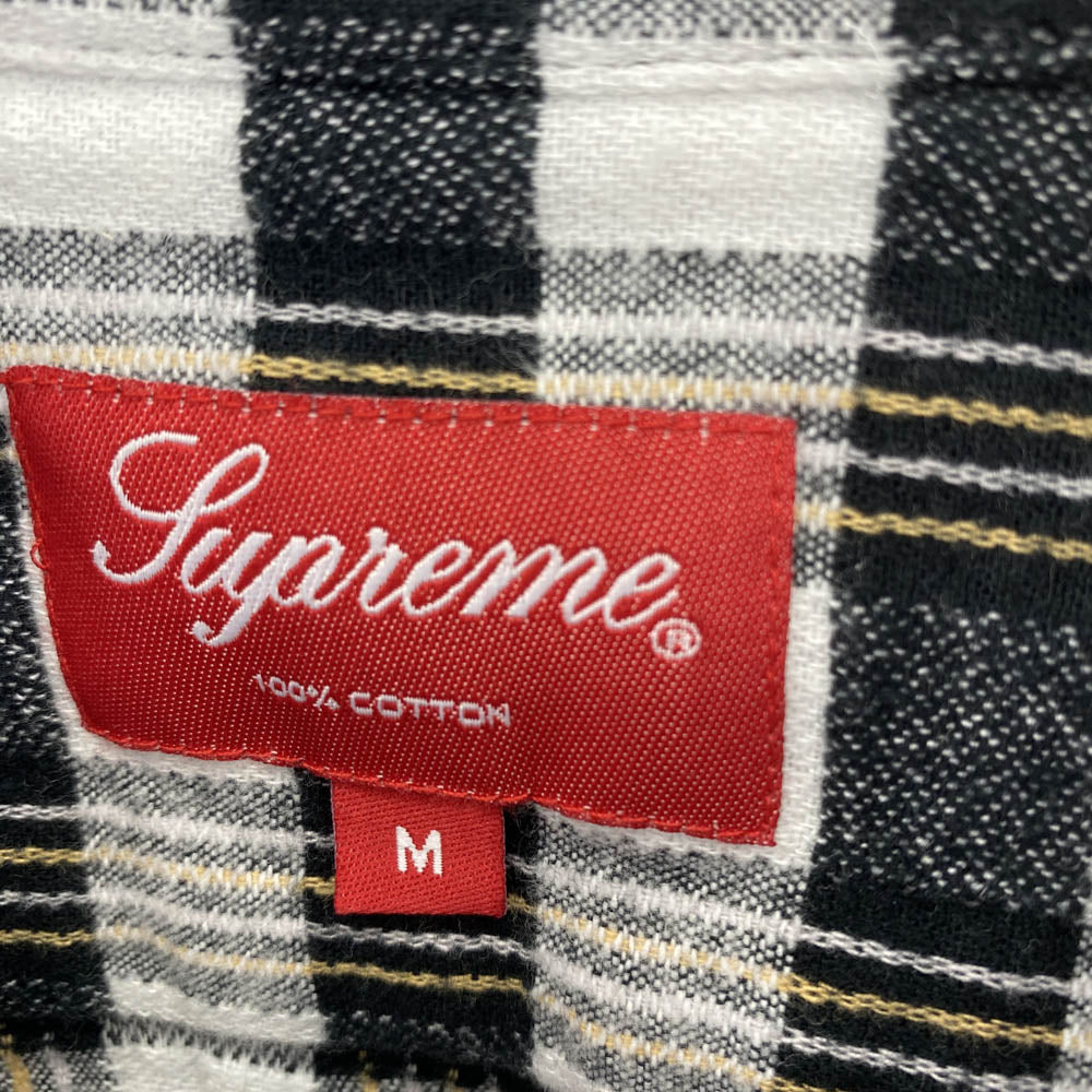 Supreme シュプリーム 17SS Checker Plaid Flannel Shirt プレイドチェック フランネル 長袖 シャツ ホワイト系 ブラック系 M【中古】