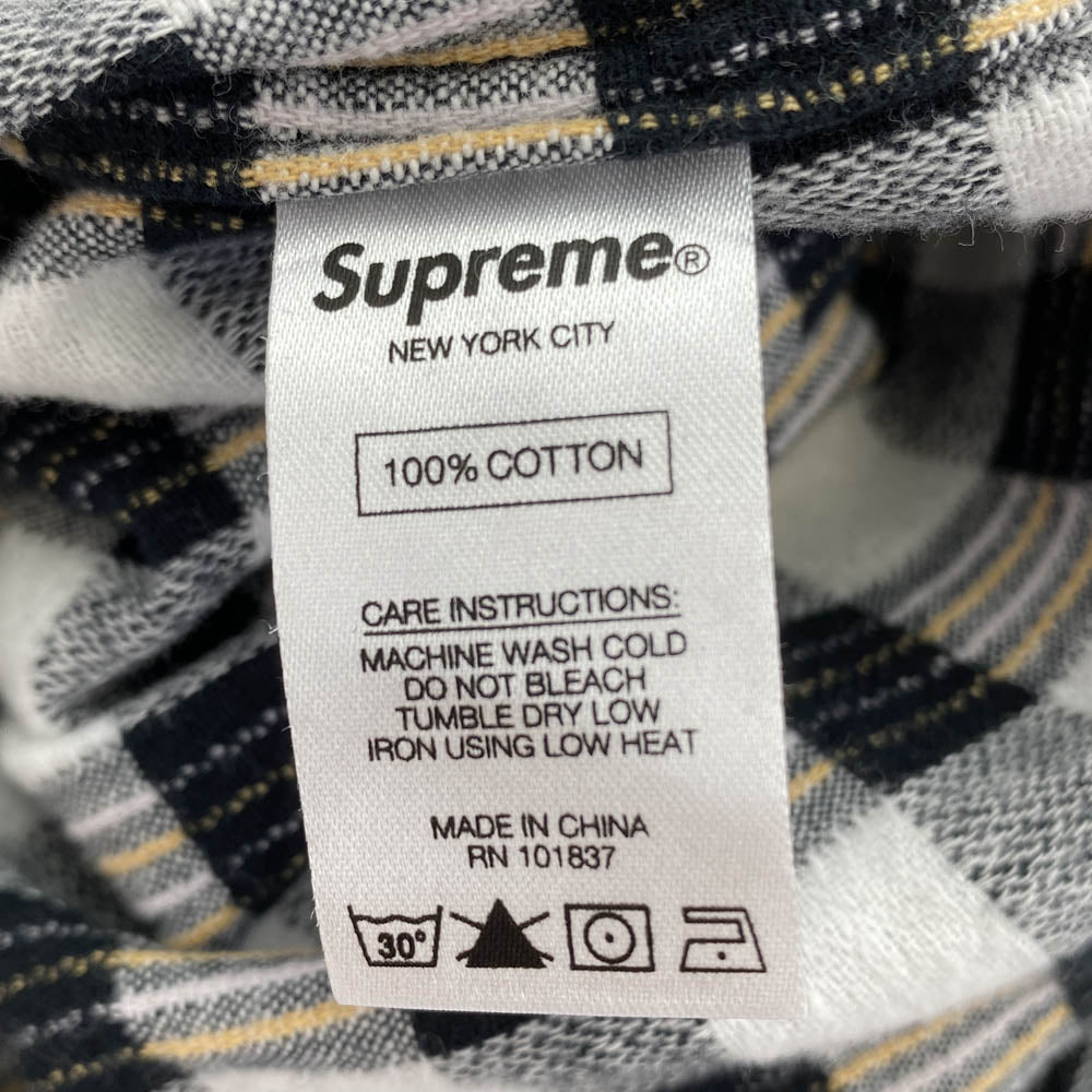 Supreme シュプリーム 17SS Checker Plaid Flannel Shirt プレイドチェック フランネル 長袖 シャツ ホワイト系 ブラック系 M【中古】