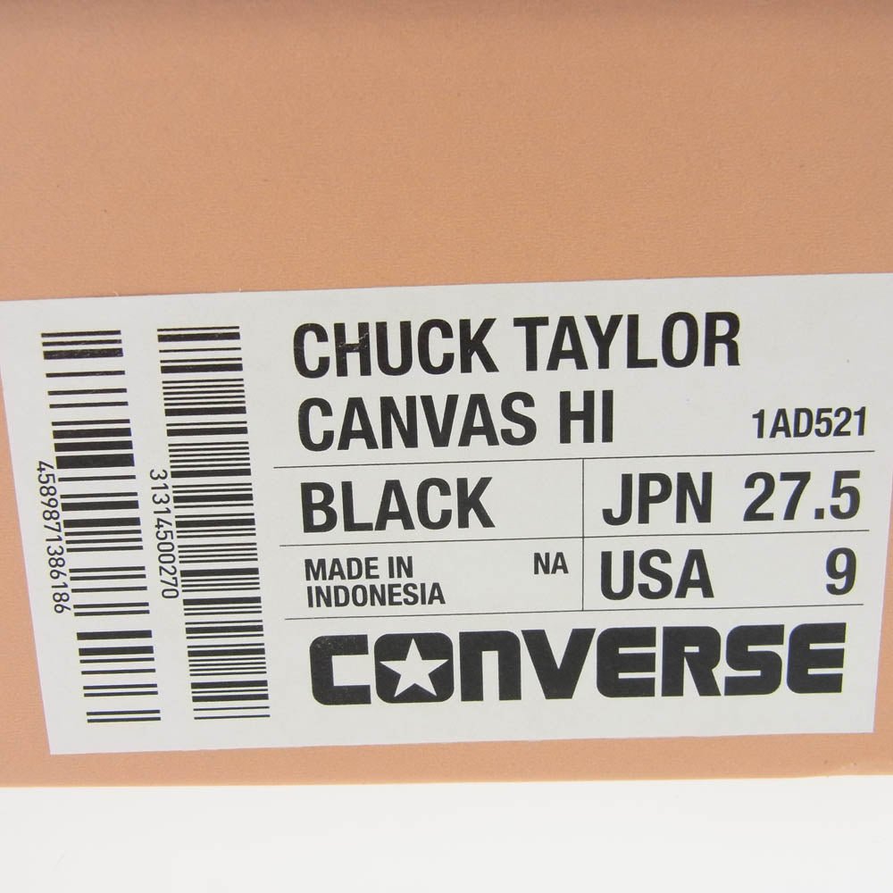 CONVERSE コンバース 1AD521 CHUCK TAYLOR CANVAS HI ADDICT 2025 SPRING 2 COLLECTION チャックテイラー オールスター キャンバス ハイカット アディクト スニーカー ビブラムソール ブラック系 27.5cm【極上美品】【中古】