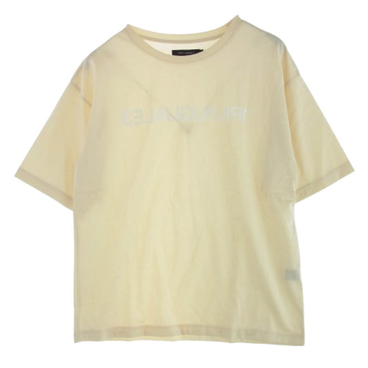 1piu1uguale3 ウノピュウノウグァーレトレ MRT342 COT405 MIRROR BIG TEE ミラーロゴプリント オーバーサイズ Tシャツ 半袖カットソー ベージュ ベージュ系 5【美品】【中古】