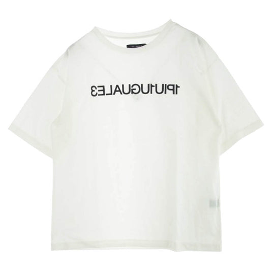 1piu1uguale3 ウノピュウノウグァーレトレ MRT342 COT405 MIRROR BIG TEE ミラーロゴプリント オーバーサイズ Tシャツ 半袖カットソー ホワイト ホワイト系 6【美品】【中古】