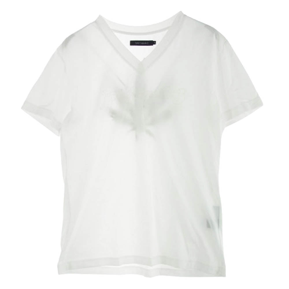 1piu1uguale3 ウノピュウノウグァーレトレ MRT289-COT355 × lucien pellat-finet ルシアンペラフィネ BACK LEAF V-NECK TEE バックリーフ刺繍 Vネック Tシャツ 半袖カットソー ホワイト系 6【中古】