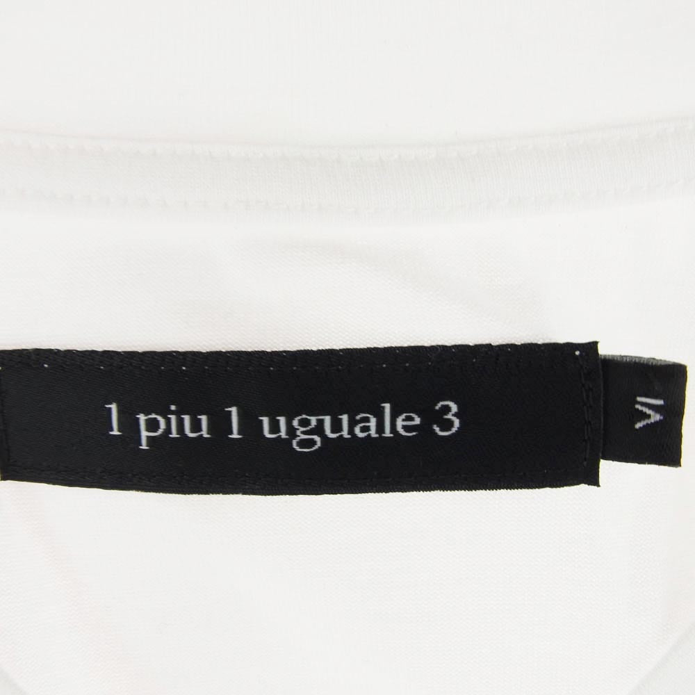 1piu1uguale3 ウノピュウノウグァーレトレ MRT289-COT355 × lucien pellat-finet ルシアンペラフィネ BACK LEAF V-NECK TEE バックリーフ刺繍 Vネック Tシャツ 半袖カットソー ホワイト系 6【中古】