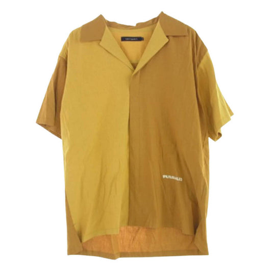1piu1uguale3 ウノピュウノウグァーレトレ MRS172 LIU005 HOLIDAY SHIRTS ロゴプリント ホリデー オープンカラー 半袖シャツ イエロー系 6【中古】