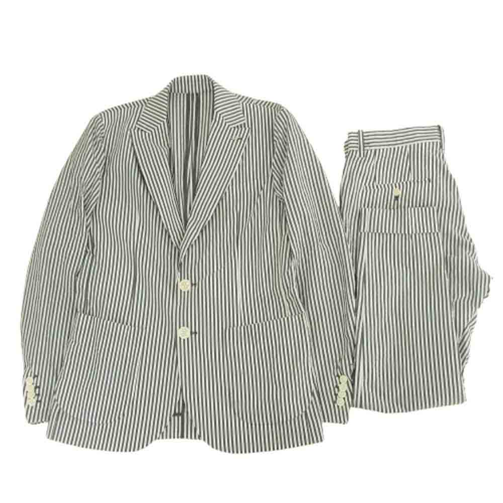 1piu1uguale3 ウノピュウノウグァーレトレ MRP618 PCT036 UNCON JKT テーラードジャケット 折鶴ピン UNCON SLACKS スラックス パンツ セットアップ グレー系 ホワイト系【中古】