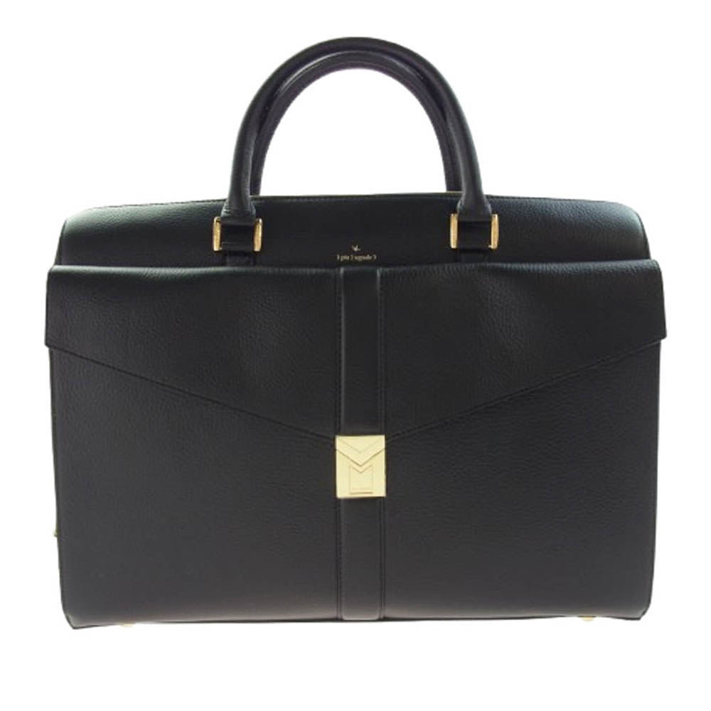 1piu1uguale3 ウノピュウノウグァーレトレ × PELLE MORBIDA ペッレ モルビダ BOSTON BRIEF BAG レザー ボストンバッグ ブリーフケース ブラック系【美品】【中古】