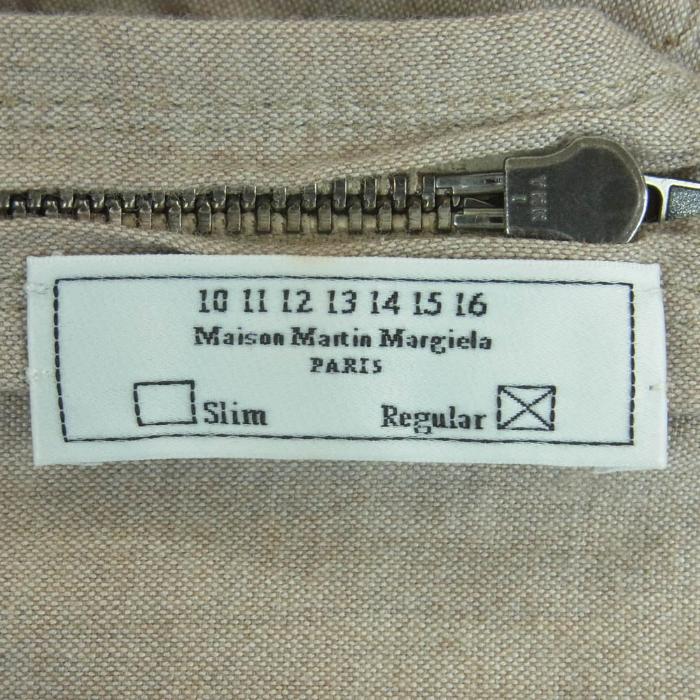 MAISON MARTIN MARGIELA メゾンマルタンマルジェラ 11AW S50DL0161 四つタグ ジップアップ 長袖 シャツ グレイッシュベージュ系 44【中古】