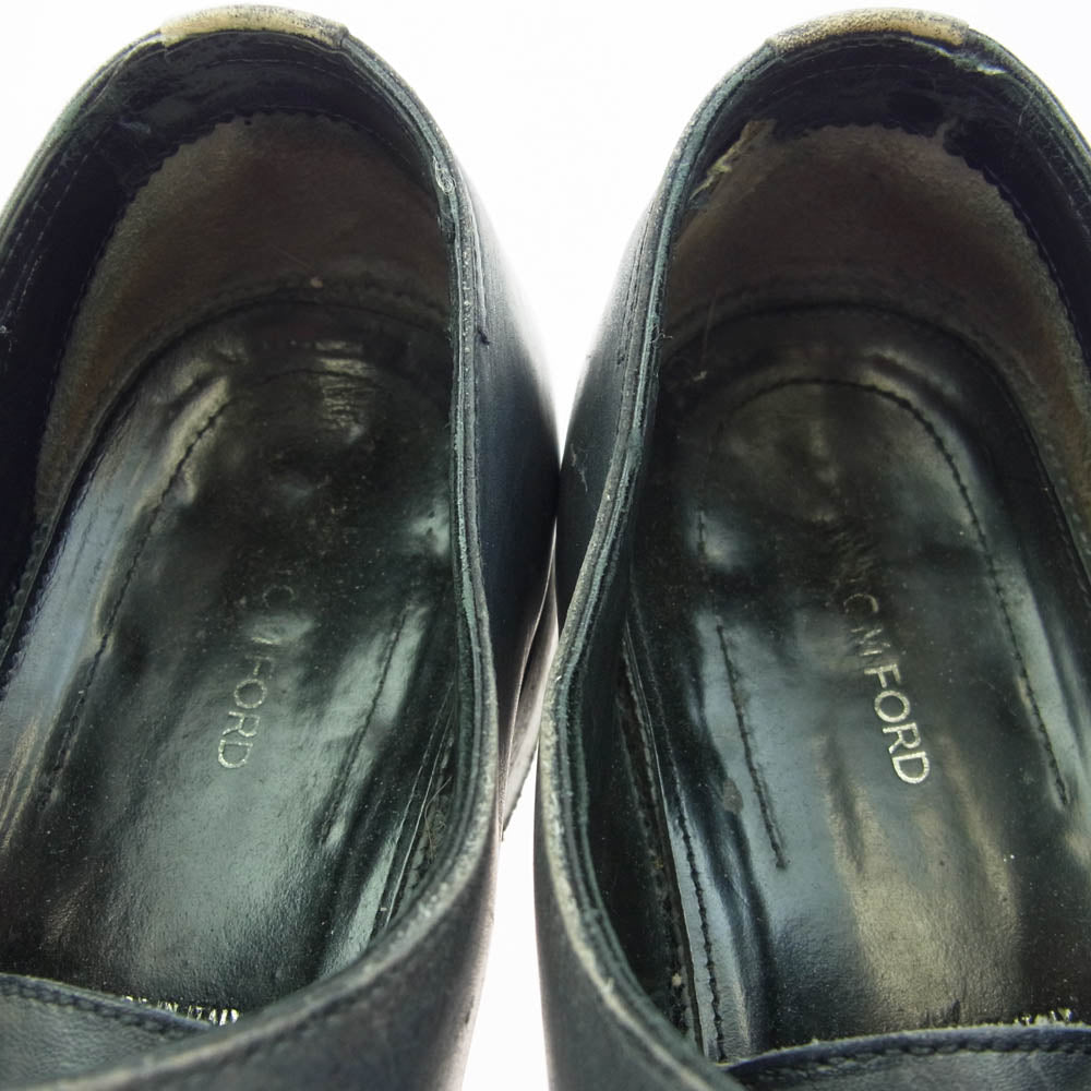TOM FORD トムフォード J0657 シングルモンク レザー シューズ グレー系 8T【中古】
