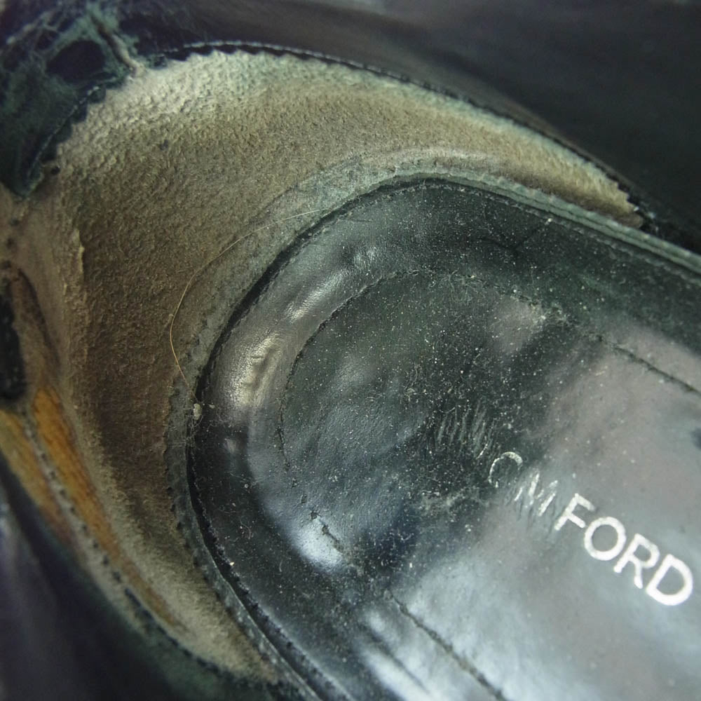 TOM FORD トムフォード J0657 シングルモンク レザー シューズ グレー系 8T【中古】