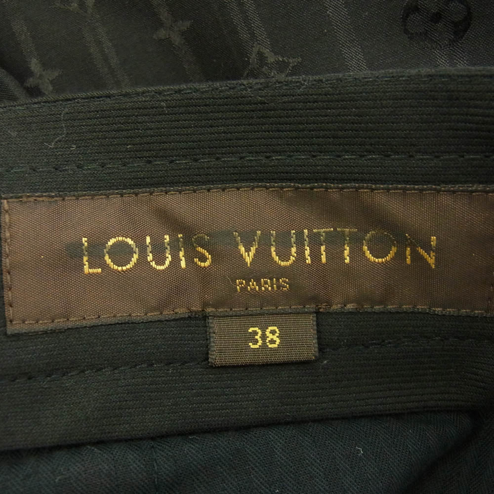 LOUIS VUITTON ルイ・ヴィトン モノグラムストライプ シルク混 側章パイピング スラックス パンツ ブラック系 38【中古】