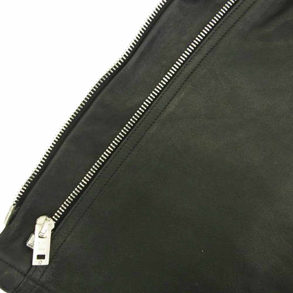 LOUIS VUITTON ルイ・ヴィトン フランス製 カーフスキン サイドジップ オールレザー ロングパンツ ブラック系 42【中古】