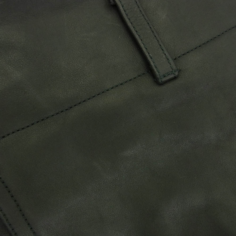 LOUIS VUITTON ルイ・ヴィトン フランス製 カーフスキン サイドジップ オールレザー ロングパンツ ブラック系 42【中古】