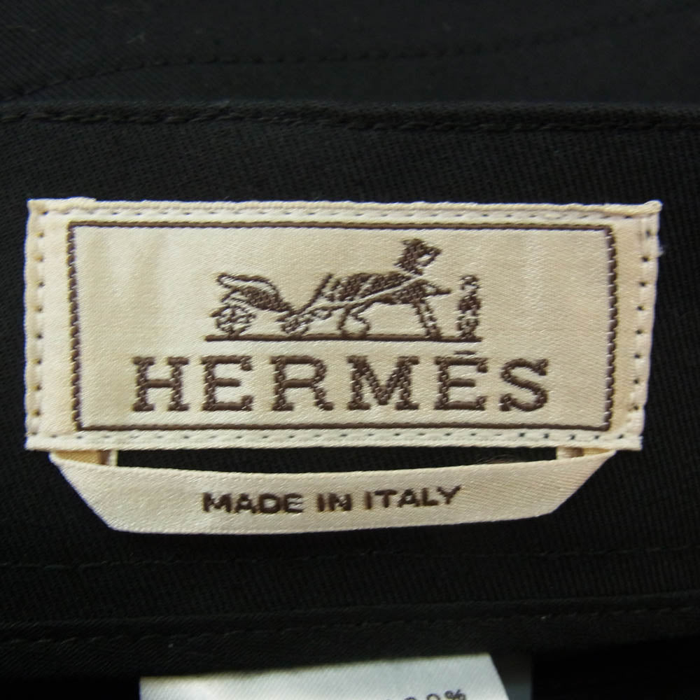 HERMES エルメス 20AW 刻印正規品 裾ベルト ワイド チノ ロング パンツ ブラック系 38【中古】