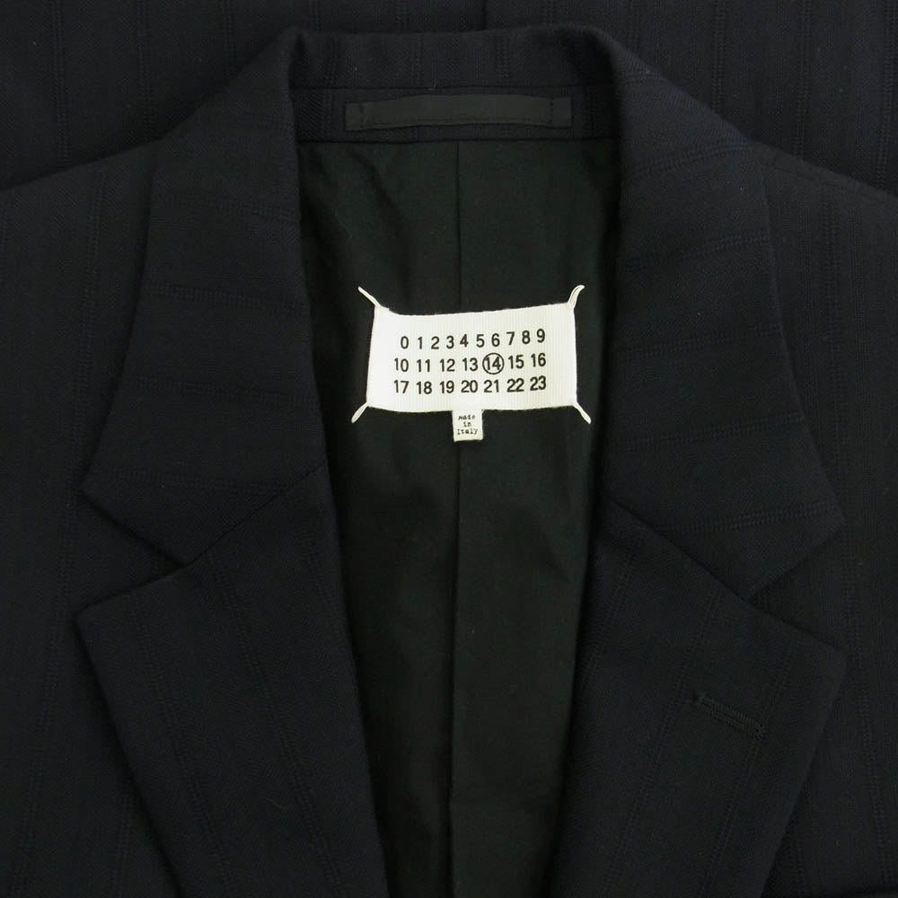 MAISON MARGIELA メゾンマルジェラ 19AW S50FT0082 14ライン 四つタグ ウール テーラードジャケット スラックス パンツ セットアップ スーツ ネイビー系 44【中古】