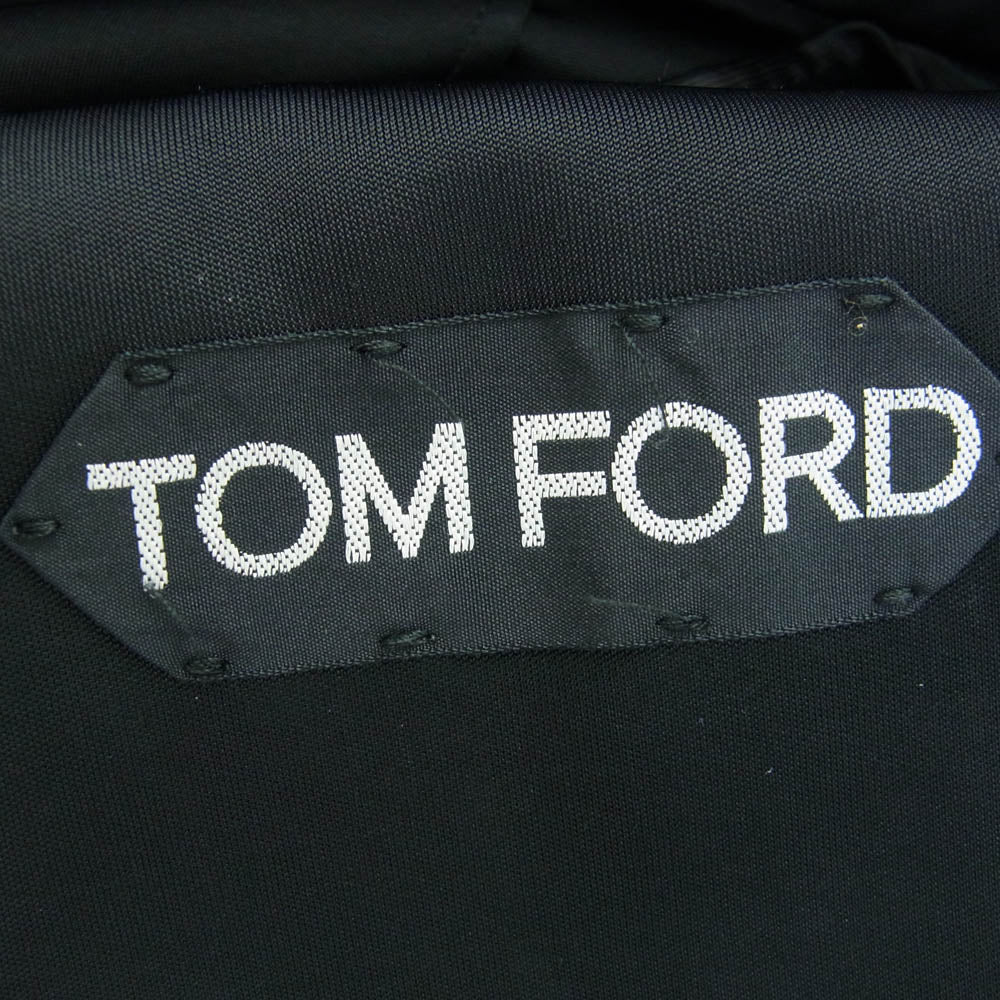 TOM FORD トムフォード イタリア製 比翼 コットン リネン ベロア チェスター コート ブラック系 46【中古】