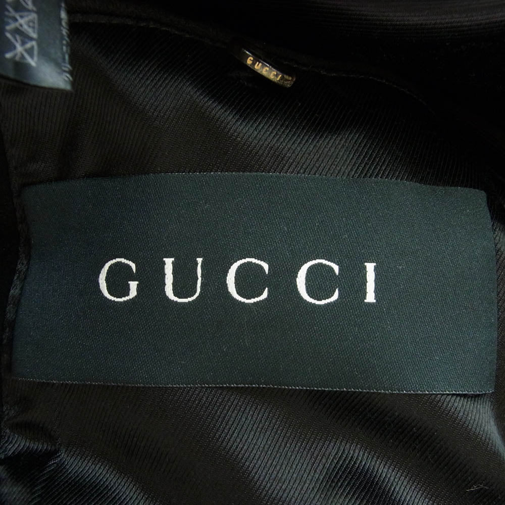 GUCCI グッチ 133594 XC053 国内正規品 イタリア製 スエードレザー ベルトカラー ハーフコート ブラック系【中古】