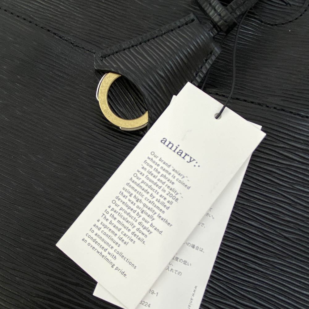 aniary アニアリ 16-01000 Wave Leather レザー ブリーフケース ビジネスバッグ ブラック系【新古品】【未使用】【中古】