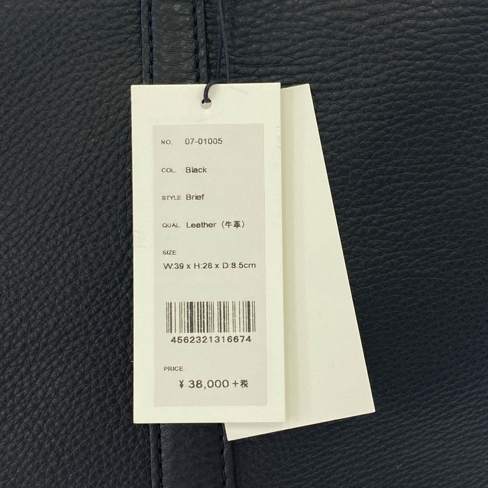 aniary アニアリ 07-01005 Shrink Leather レザー ブリーフケース ビジネスバッグ ブラック系【新古品】【未使用】【中古】