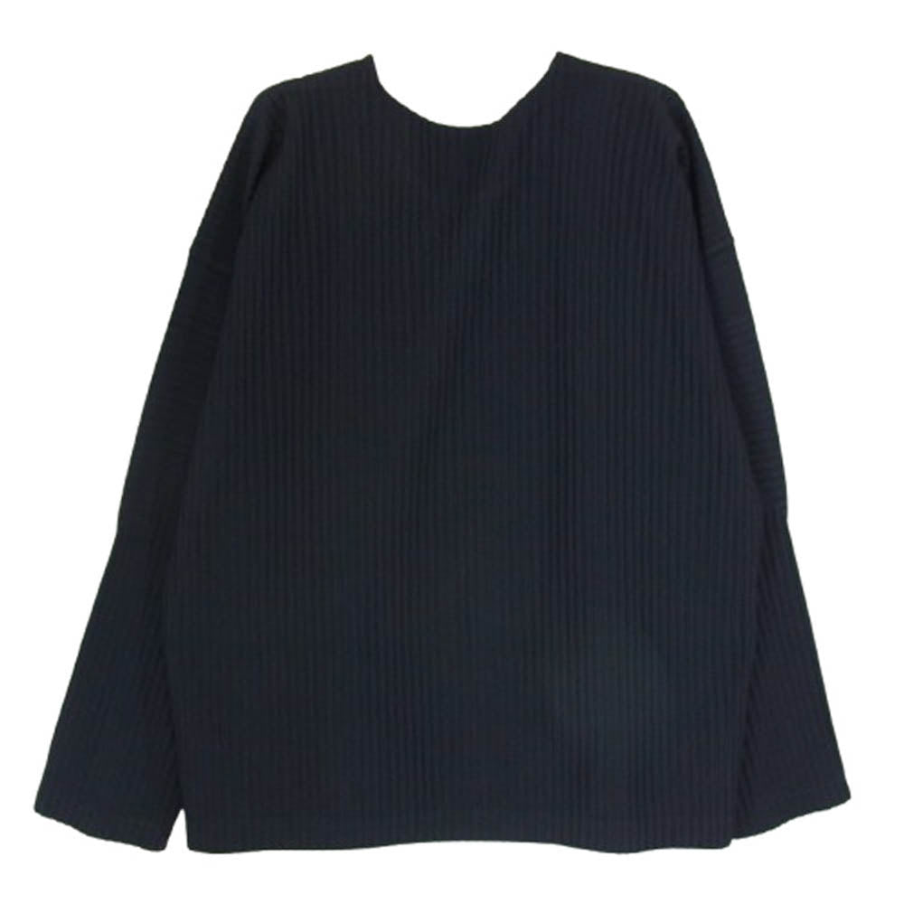HOMME PLISSE ISSEY MIYAKE オム プリッセ イッセイミヤケ HP55JK021 BASICS プリーツ ラウンドネック カットソー ネイビー系 3【中古】