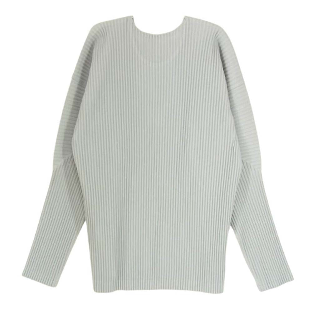 HOMME PLISSE ISSEY MIYAKE オム プリッセ イッセイミヤケ HP55JK421 BASICS ラウンドネック プリーツ カットソー グレー系 4【中古】