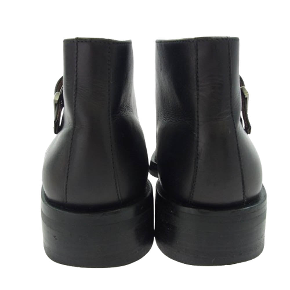 GUCCI グッチ 114-0120 モンクストラップ スクエア トゥ レザー チャッカ ブーツ ブラック系 40E【中古】