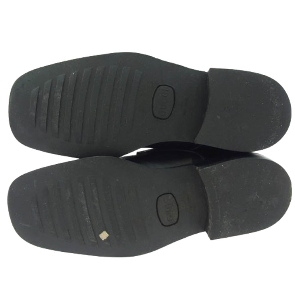 GUCCI グッチ 114-0120 モンクストラップ スクエア トゥ レザー チャッカ ブーツ ブラック系 40E【中古】