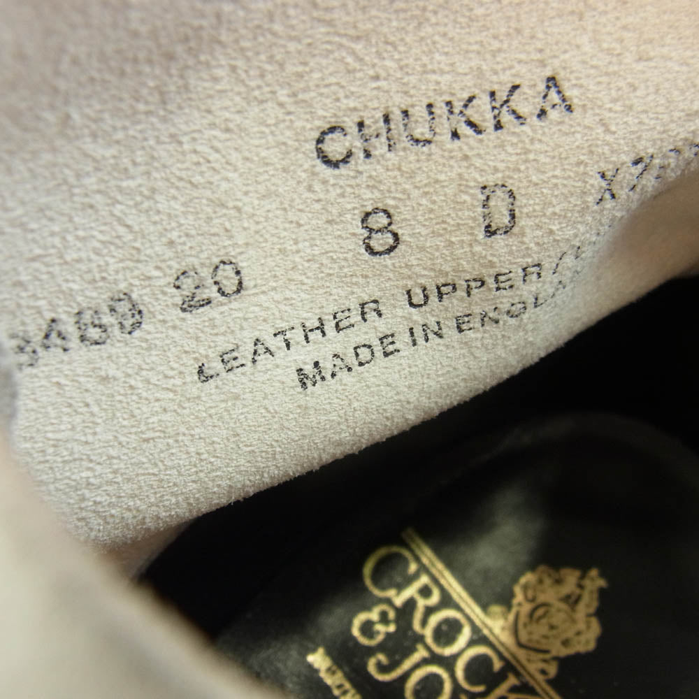 CROCKETT&JONES クロケットアンドジョーンズ Chukka Boot レザーソール スエード チャッカ ブーツ ホワイト系 8D【中古】