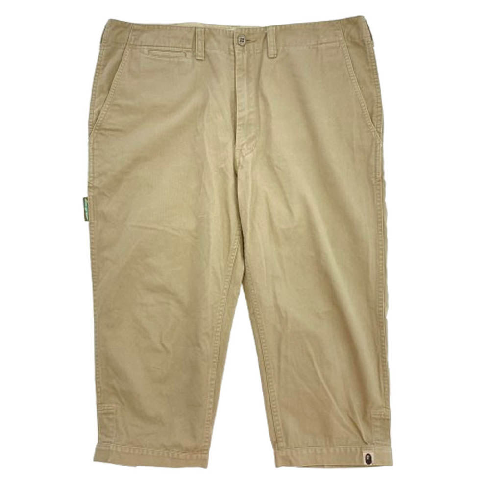 A BATHING APE アベイシングエイプ ロゴテープ クロップド チノパンツ ベージュ系 XL【中古】