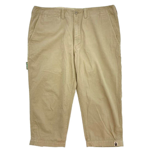 A BATHING APE アベイシングエイプ ロゴテープ クロップド チノパンツ ベージュ系 XL【中古】