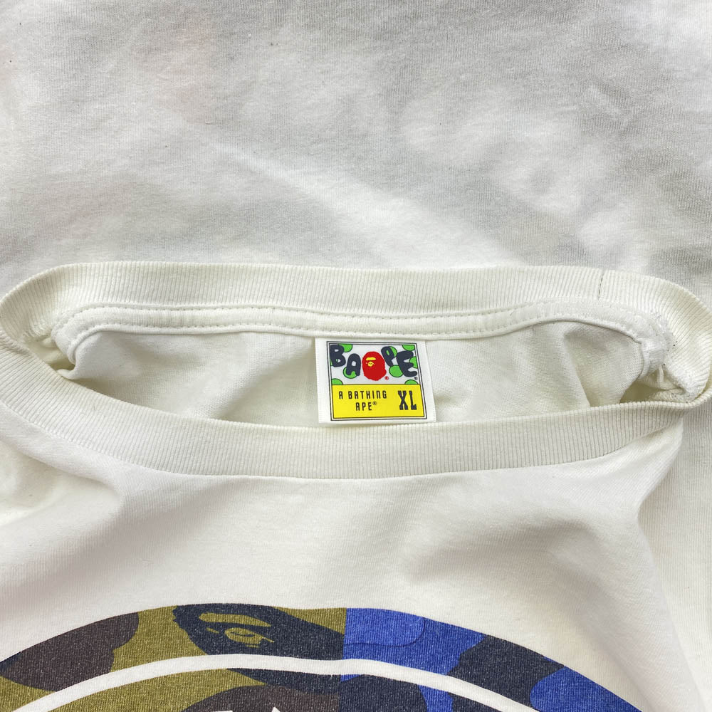 A BATHING APE アベイシングエイプ BUSY WORKS マルチカモ 半袖 Tシャツ ホワイト系 XL【中古】