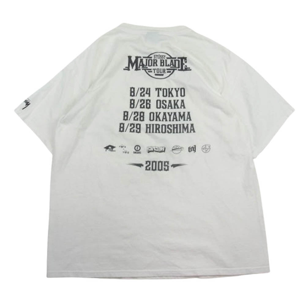 STUSSY ステューシー 05SS 2005年製 Major blade TOUR プリント ツアー Tシャツ 半袖 ホワイト系 L【中古】