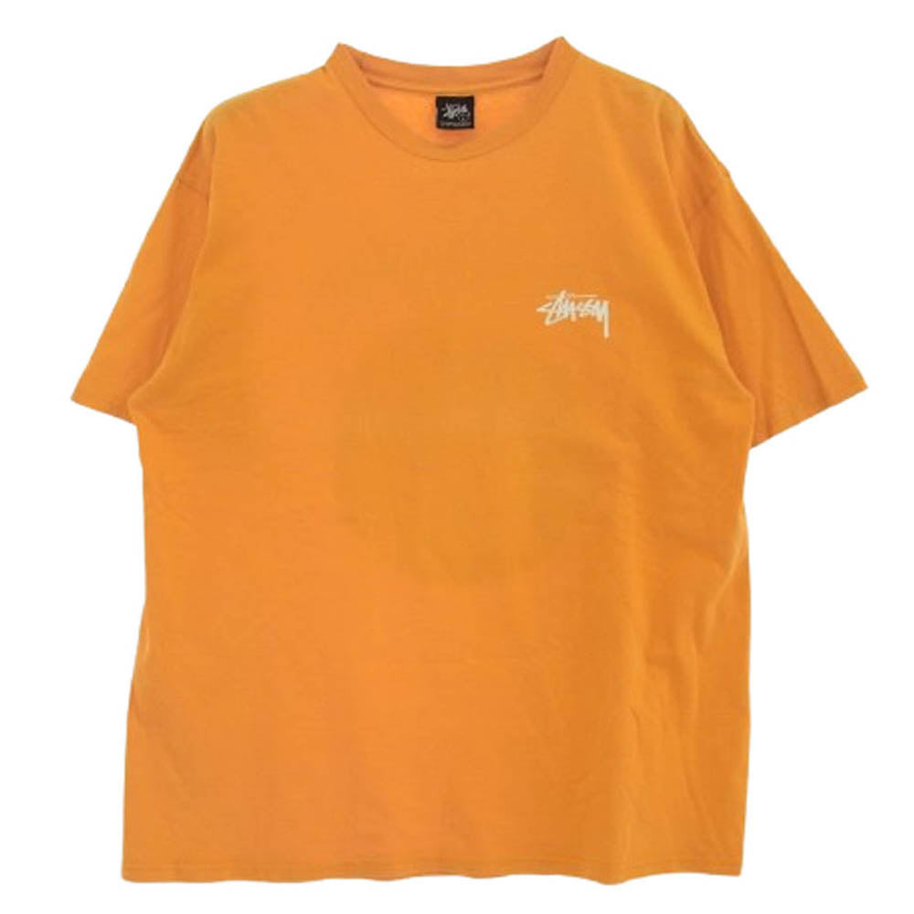 STUSSY ステューシー 8ボール ゴールド プリント Tシャツ 半袖 オレンジ オレンジ系 L【中古】