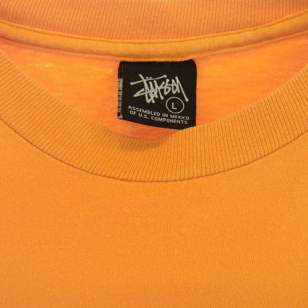 STUSSY ステューシー 8ボール ゴールド プリント Tシャツ 半袖 オレンジ オレンジ系 L【中古】