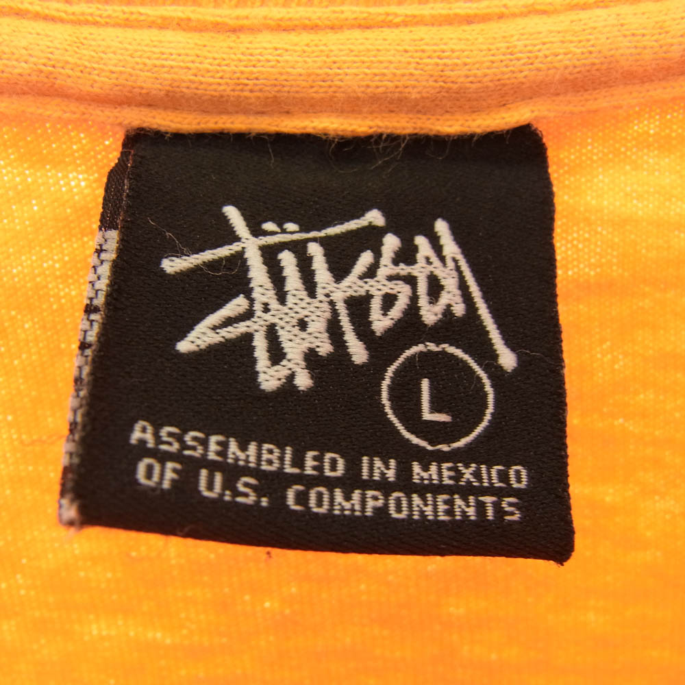 STUSSY ステューシー 8ボール ゴールド プリント Tシャツ 半袖 オレンジ オレンジ系 L【中古】