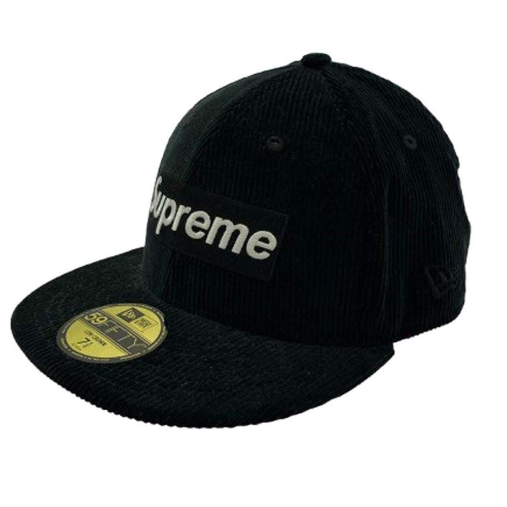 Supreme シュプリーム 15AW × NEW ERA ニューエラ Corduroy Box Logo Cap コーデュロイ ボックス ロゴ ベースボール キャップ ブラック系 60.6cm【中古】