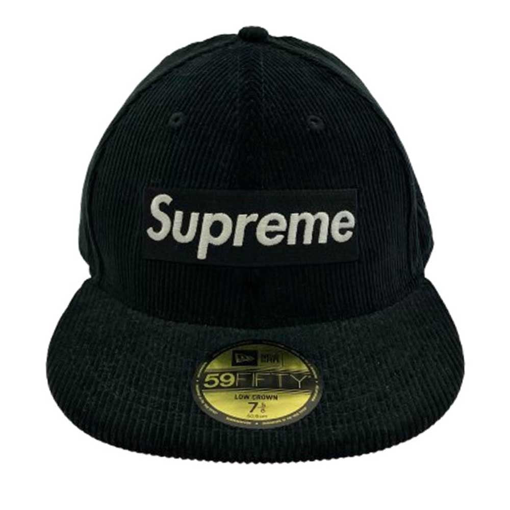 Supreme シュプリーム 15AW × NEW ERA ニューエラ Corduroy Box Logo Cap コーデュロイ ボックス ロゴ ベースボール キャップ ブラック系 60.6cm【中古】
