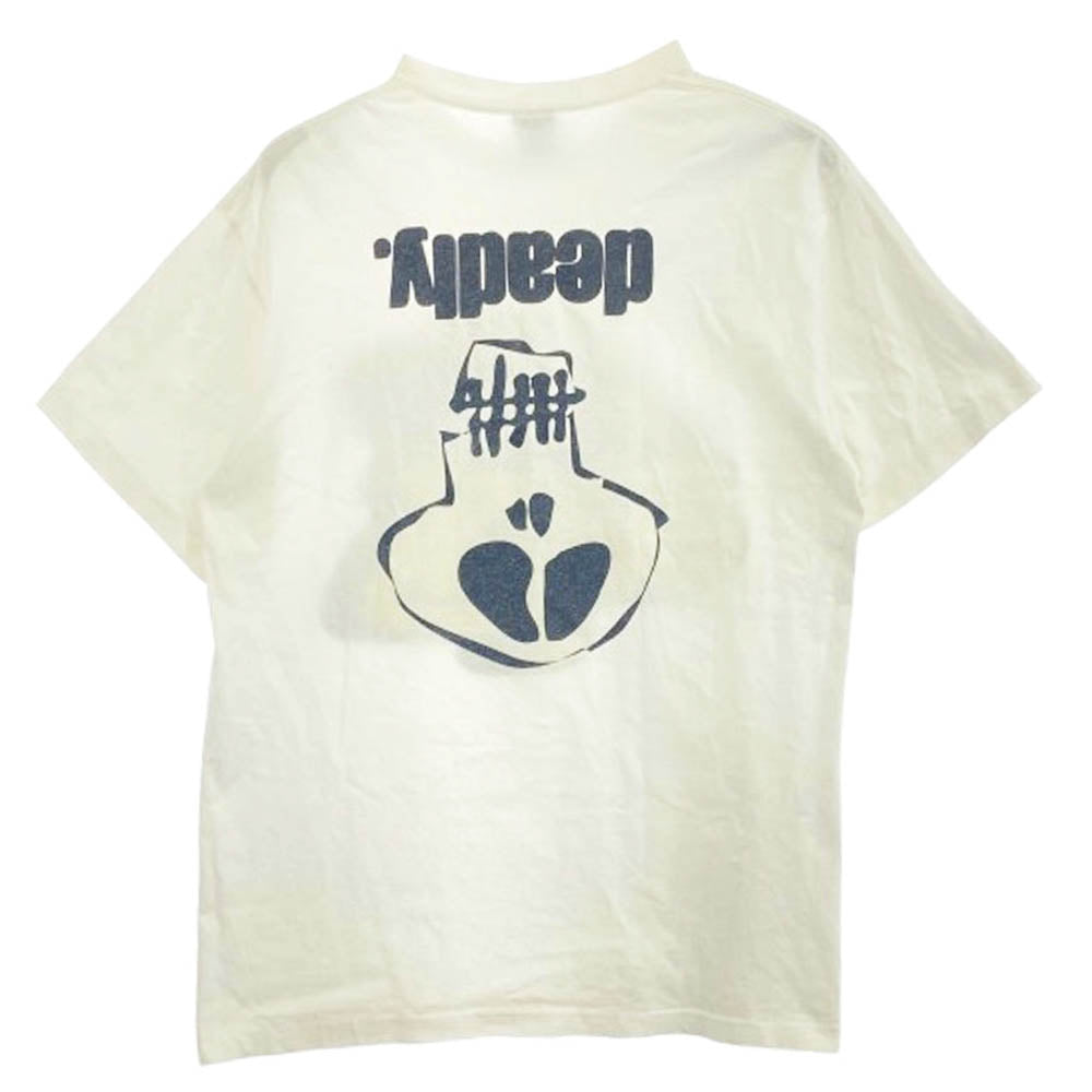 STUSSY ステューシー 00s 銀タグ SKATE THING スケートシング スケシン スカル プリント Tシャツ 半袖 ホワイト系 L【中古】
