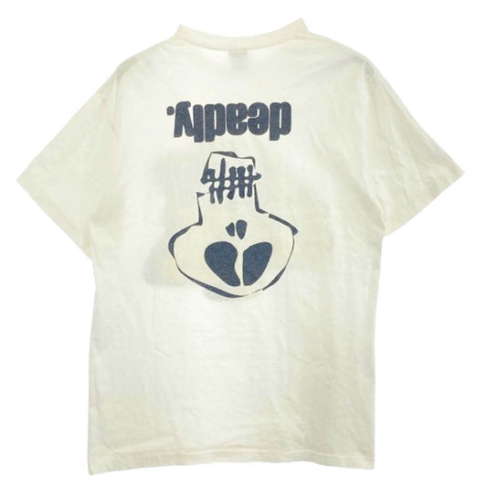 STUSSY ステューシー 00s 銀タグ SKATE THING スケートシング スケシン スカル プリント Tシャツ 半袖 ホワイト系 L【中古】