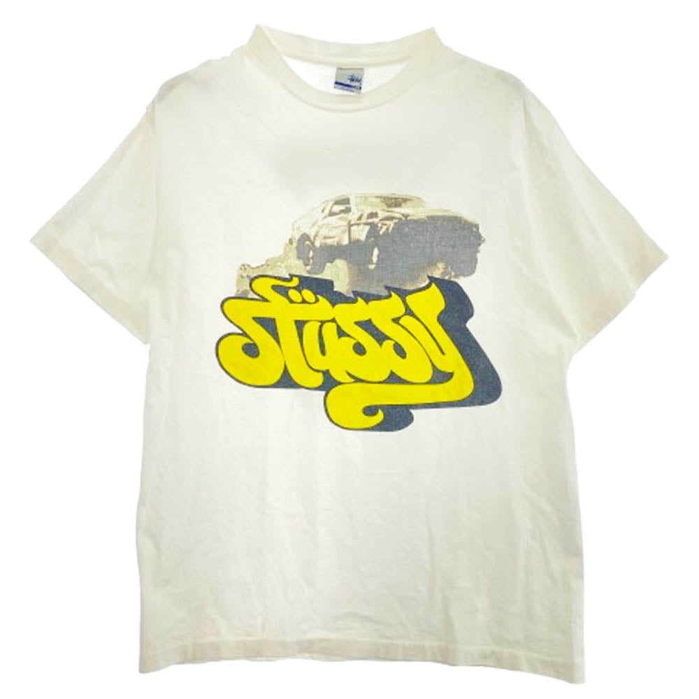 STUSSY ステューシー 00s 銀タグ SKATE THING スケートシング スケシン スカル プリント Tシャツ 半袖 ホワイト系 L【中古】