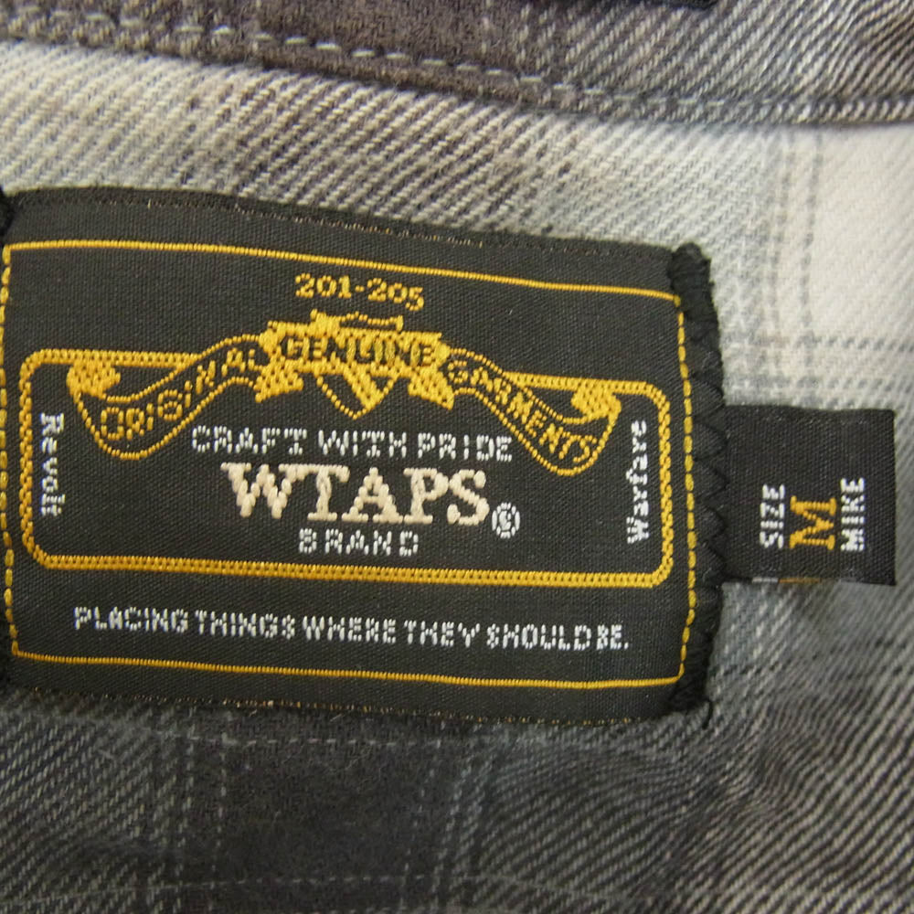 WTAPS ダブルタップス 12AW 122GWDT-SHM01 VATOS LS SHIRTS COTTON TEXTILE バトス テキスタイル オープンカラー オンブレ 長袖 チェック シャツ ブラック系 M【中古】