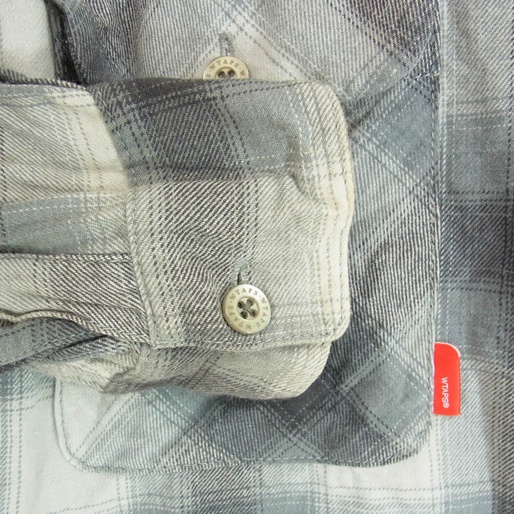 WTAPS ダブルタップス 12AW 122GWDT-SHM01 VATOS LS SHIRTS COTTON TEXTILE バトス テキスタイル オープンカラー オンブレ 長袖 チェック シャツ ブラック系 M【中古】