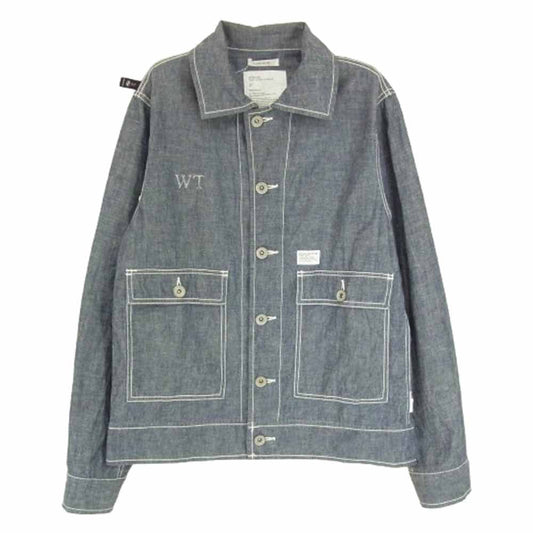 WTAPS ダブルタップス 121LTDT-JKM01 DECK ロゴプリント シャンブレー ワーク ジャケット ブルー系 2【中古】